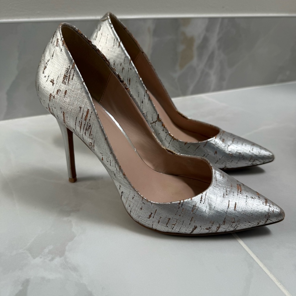 Charles by Charles David Metallic Silver Pointed-Toe Stiletto Pumps